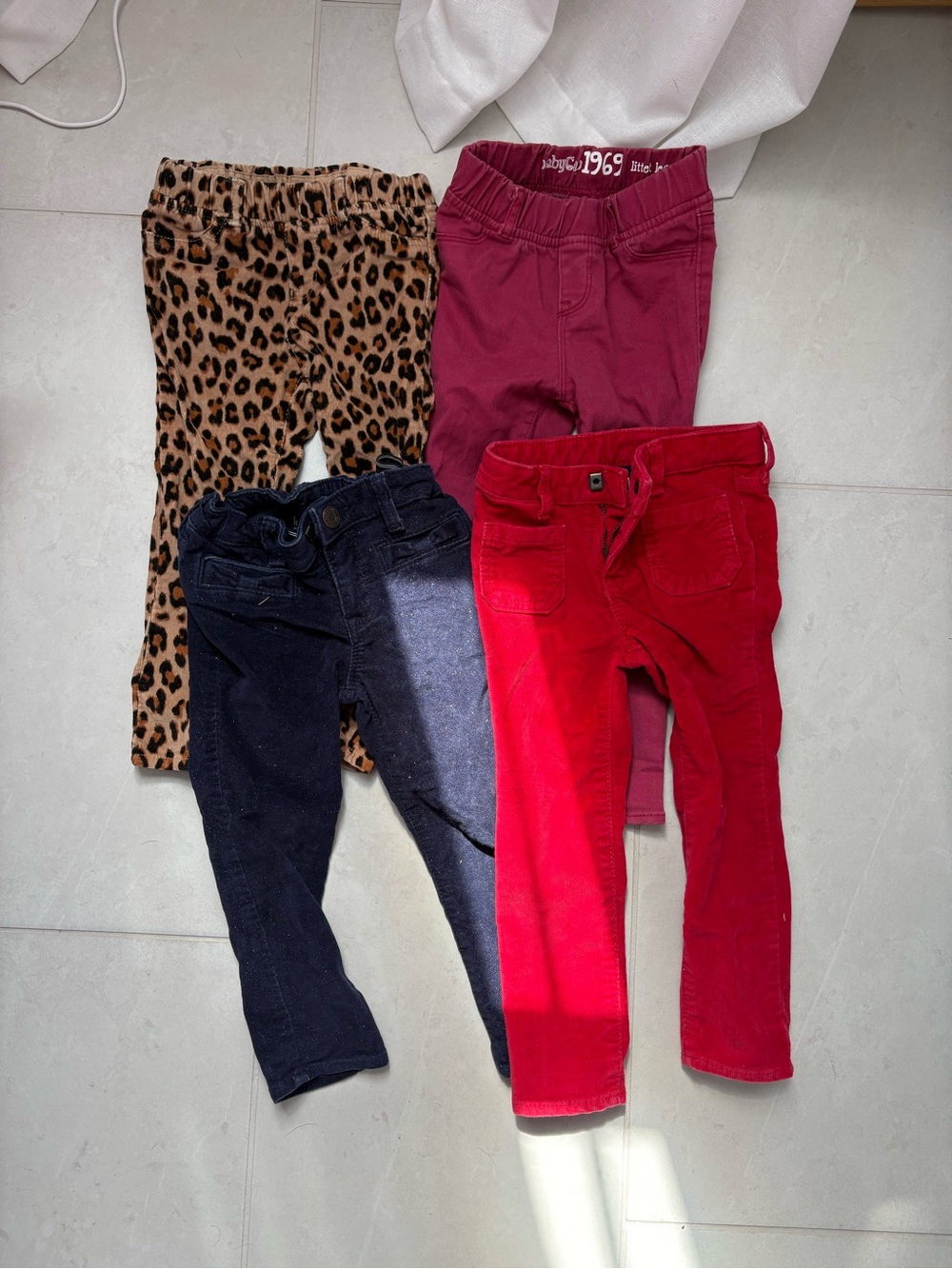 GAP Toddler Girl Legging & Corduroy Jeans Set - Red, Pink, Navy & Leopard
